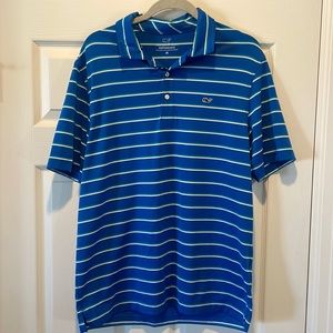 Vineyard Vines Blue Striped Short Sleeve Polo